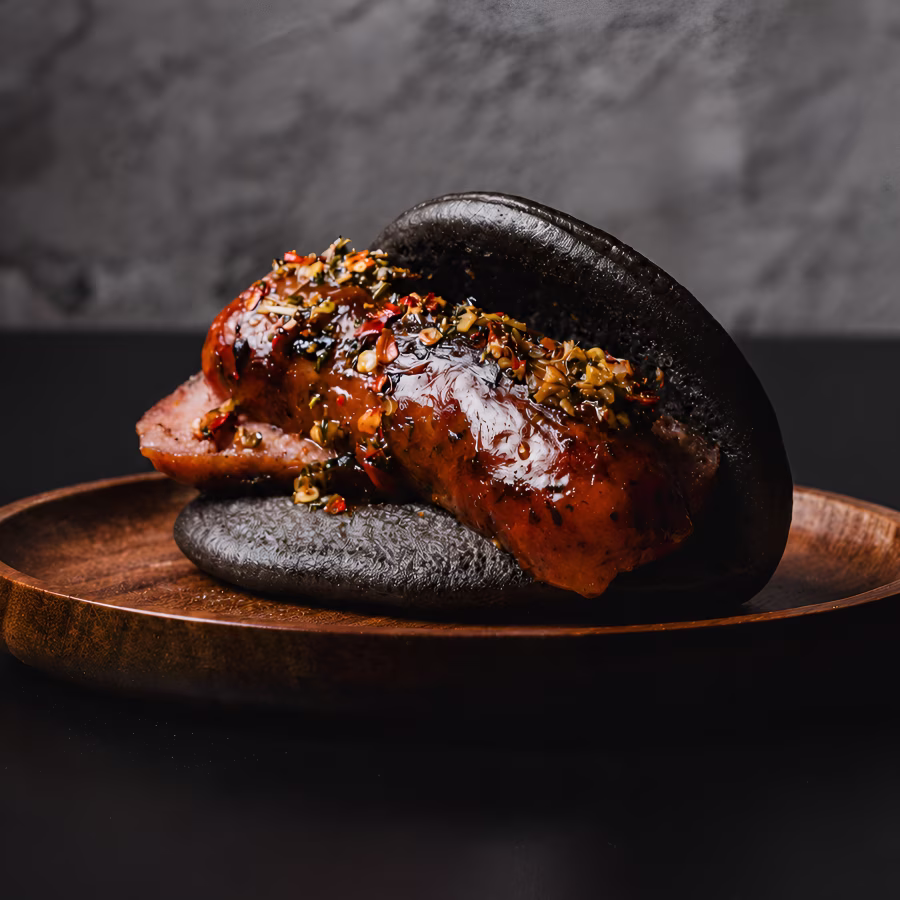Choripán en pan bao con chimichurri